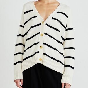 GAP Boyfriend Cardigan Sweater 100% COTTON Striped Sz M